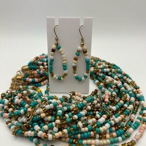 Multicolor Beaded Necklace and Earring Set